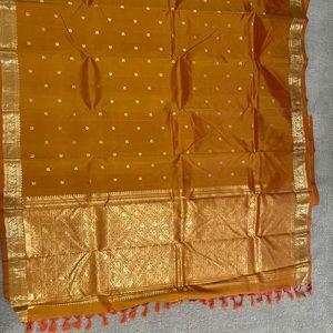 Dark mustard silk saree